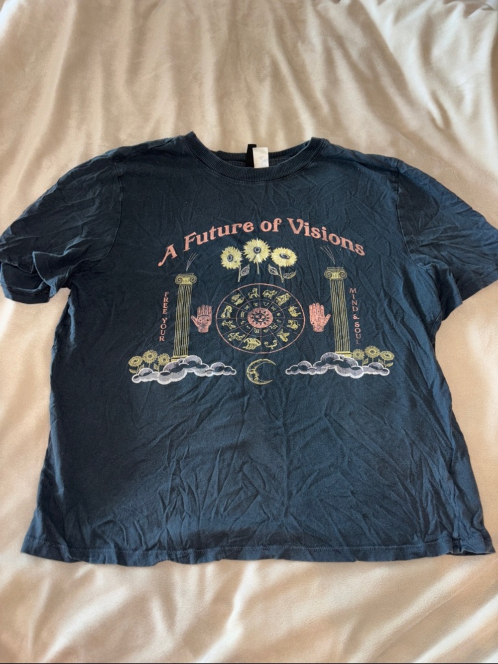 A Future of Visions Graphic Kids Tee - Navy with Pastel Print